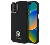 Custodia Guess per iPhone 16 6.1 nero Custodia rigida in silicone Logo Strass 4G - Nouvo