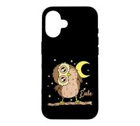 Custodia per iPhone 16 Gufo che dorme Tipo Notte attiva Luna con stelle