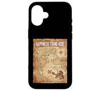 Custodia per iPhone 16 Happiness Found Here Vintage Pirate Map Crab