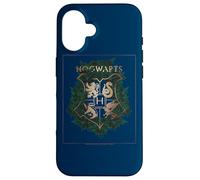 Custodia per iPhone 16 Harry Potter Hogwarts Green and Gold Floral Crest