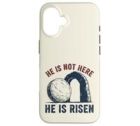 Custodia per iPhone 16 He Is Not Here He Is Risen Divertente arrampicata su roccia