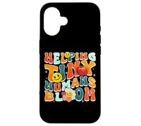 Custodia per iPhone 16 Helping Tiny Humans Bloom Retro Colorful Teacher Design