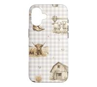 Custodia per iPhone 16 Highland Mucca Pecora Rustico Fattoria Paese Acquerello