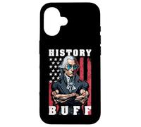 Custodia per iPhone 16 History Buff - Bandiera USA per sollevamento pesi, motivo: George Washington