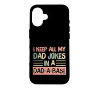 Custodia per iPhone 16 I Keep All My Dad Jokes In A Dad-A-Base Retro Father's Day