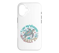 Custodia per iPhone 16 I Like My Weekends Salty Sea Turtle Beach Lover
