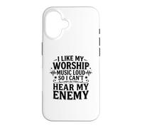 Custodia per iPhone 16 I Like My Worship Music Loud So I Can't Hear My Enemy Faith
