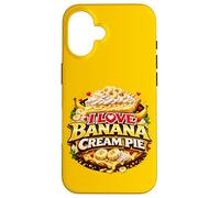 Custodia per iPhone 16 I Love Banana Cream Pie Retro Diner Dessert Topping Cherry