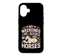 Custodia per iPhone 16 I miei fine settimana sono libri e cavalli carino pony