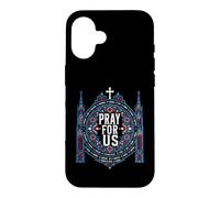 Custodia per iPhone 16 I santi cattolici pregano per noi arte della cattedrale di vetro colorato