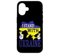 Custodia per iPhone 16 I Stand With Ukraine - Love Stop War - Ucraina Mappa