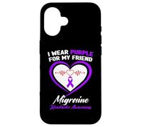 Custodia per iPhone 16 I Wear Purple per il mio amico Emicrania Consapevolezza del mal di testa