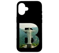 Custodia per iPhone 16 Iconico Brasile Paesaggio Cristo Redentore Lettera B