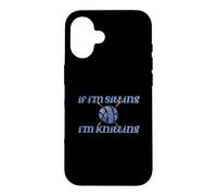 Custodia per iPhone 16 If I'm sitting I'm Knitting Blue Yarn Ball illustrazione