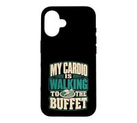 Custodia per iPhone 16 Il mio cardio sta camminando verso il buffet divertente