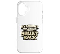 Custodia per iPhone 16 Il mio cardio sta camminando verso lo squat rack, divertente