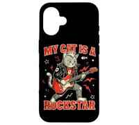 Custodia per iPhone 16 Il mio gatto è un gatto Rockstar Guitar Rock