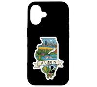 Custodia per iPhone 16 Illinois Vintage Skyline di Chicago e Orgoglio dell'Illinois