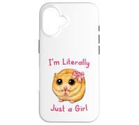 Custodia per iPhone 16 I'm Literally Just a Girl Cute Funny Hamster Big Eyes Meme