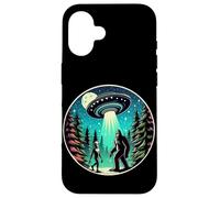 Custodia per iPhone 16 Incontro nella foresta al chiaro di luna di Alien e Bigfoot
