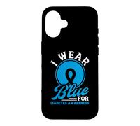 Custodia per iPhone 16 Indosso Blu Per Il Mese Di Consapevolezza Del Diabete Sopravvissuto Diabetico