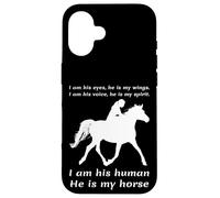 Custodia per iPhone 16 Io sono i suoi occhi Lui è le mie ali Sono il suo umano Lui è il mio cavallo