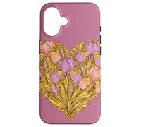 Custodia per iPhone 16 Iris Cuore Floreale Primavera Love Art