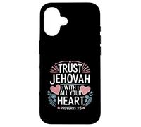 Custodia per iPhone 16 Jehovah's Witness Trust Jehovah Heart Proverbs 3:5 JW ORG JW
