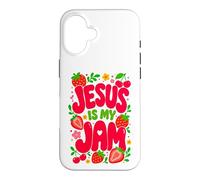 Custodia per iPhone 16 Jesus is My Jam Cute Christian Strawberry Faith