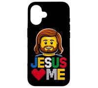 Custodia per iPhone 16 Jesus Loves Me Builder Costruire Mattoni Blocchi Dio Cristiano