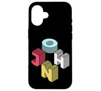 Custodia per iPhone 16 John First Given Retro nome isometrico blocco lettere