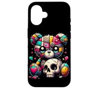 Custodia per iPhone 16 Kawaii Pastel Goth Teddy Tee - Carino Creepy Skull Anime Bear