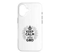Custodia per iPhone 16 Keep Calm and Trust God Messaggio cristiano ispiratore