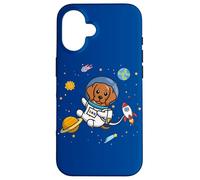 Custodia per iPhone 16 Kids Boys Girls Astronaut Space Rhodesian Ridgeback Lover