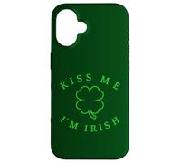 Custodia per iPhone 16 Kiss Me I'm Irish St. Patrick's Day Shamrock a 4 foglie di trifoglio