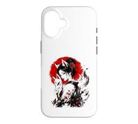 Custodia per iPhone 16 Kitsune Spirit Woman Inchiostro Giapponese Ritratto Red Sun Art