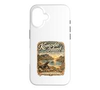 Custodia per iPhone 16 Komodo Dragon Beach Retro Indonesia Viaggio