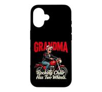 Custodia per iPhone 16 La sedia a dondolo per nonne ha due ruote da motociclista