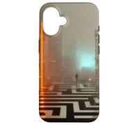 Custodia per iPhone 16 La soglia al neon - Cyberpunk Dystopian City Art