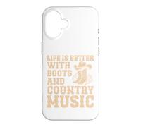 Custodia per iPhone 16 La vita è migliore con stivali e musica country cowboy occidentale