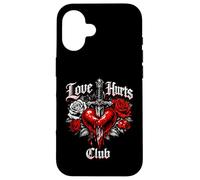 Custodia per iPhone 16 L'amore fa male al club, design emo gotico
