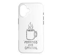 Custodia per iPhone 16 Le mattine sono opzionali e divertenti per gli amanti del caffè in stile angosciato