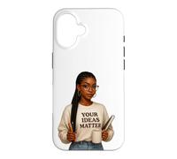 Custodia per iPhone 16 le tue idee contano donna nera auto-aiuto positivo e amore