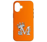 Custodia per iPhone 16 Lettera M iniziale + corona arancione
