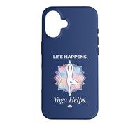 Custodia per iPhone 16 Life Happens Yoga Meditazione aiuta Wellness Lotus Pose 4