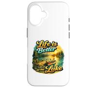 Custodia per iPhone 16 Life Is Better At The Lake Sunset Canoe Nature Vibes Graphic