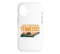 Custodia per iPhone 16 Life Is Better in Tennessee, Scenic TN state outline sunset