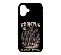Custodia per iPhone 16 Linoleografia Krampus Non fa Coal Dark Folklore Men