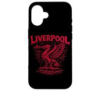 Custodia per iPhone 16 Liverpool England Zine Ink con stampa rossa a forma di uccello con fegato