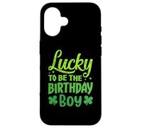 Custodia per iPhone 16 Lucky to Be the Birthday Boy Shamrock St Patrick's Day Boys